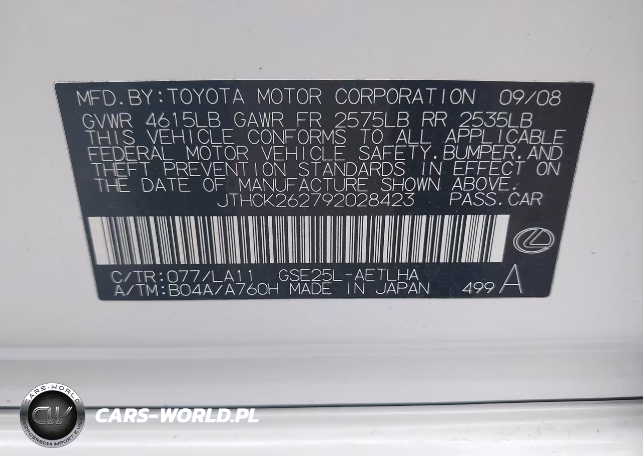 2009 Lexus Is 250 VIN:JTHCK262792028423 - 9