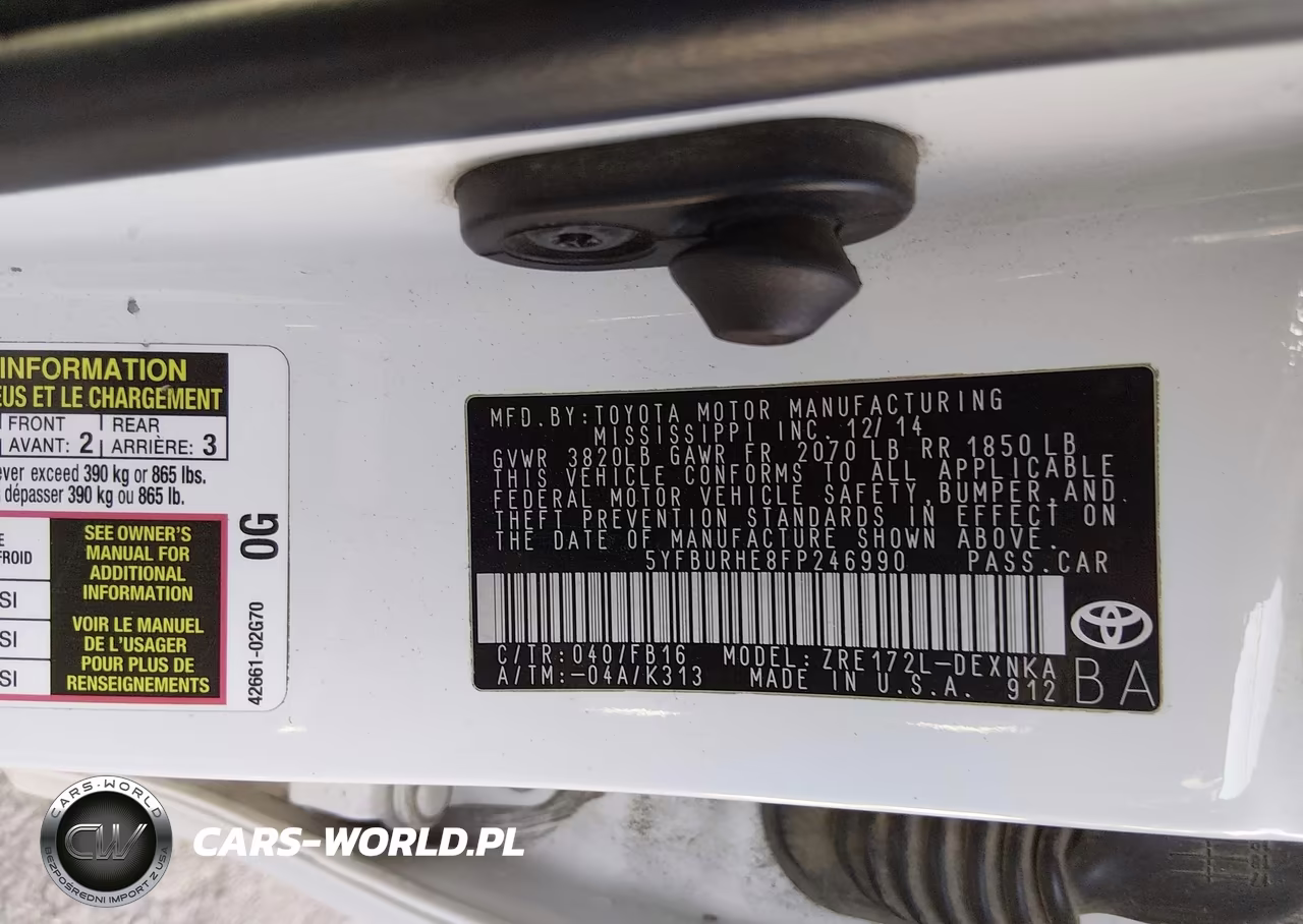 2015 Toyota Corolla Le Plus VIN:5YFBURHE8FP246990 - 9
