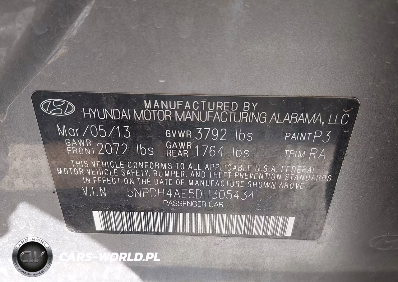2013 Hyundai Elantra Gls VIN:5NPDH4AE5DH305434 - 9