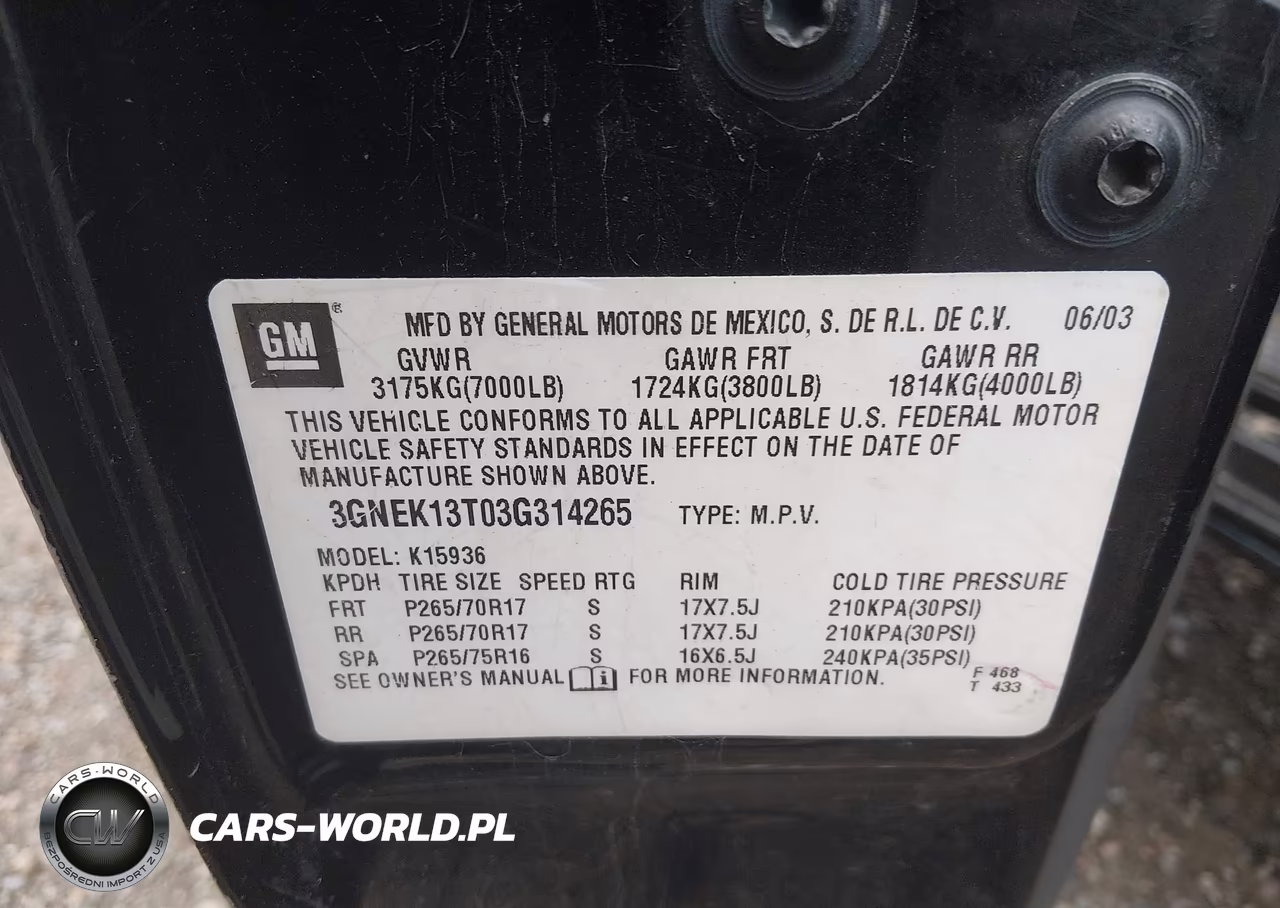 2003 Chevrolet Avalanche 1500 VIN:3GNEK13T03G314265 - 9