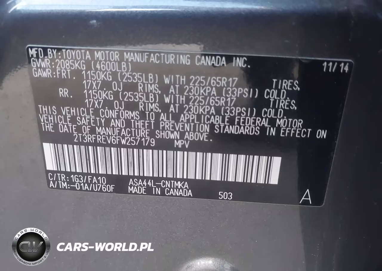 2015 Toyota Rav4 Xle VIN:2T3RFREV6FW257179 - 9