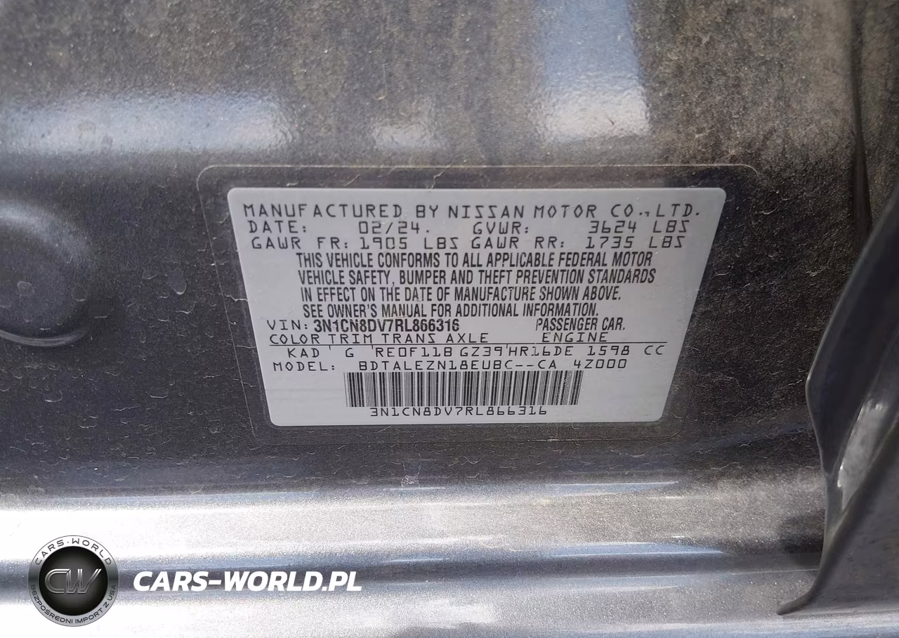2024 Nissan Versa 1.6 S VIN:3N1CN8DV7RL866316 - 9