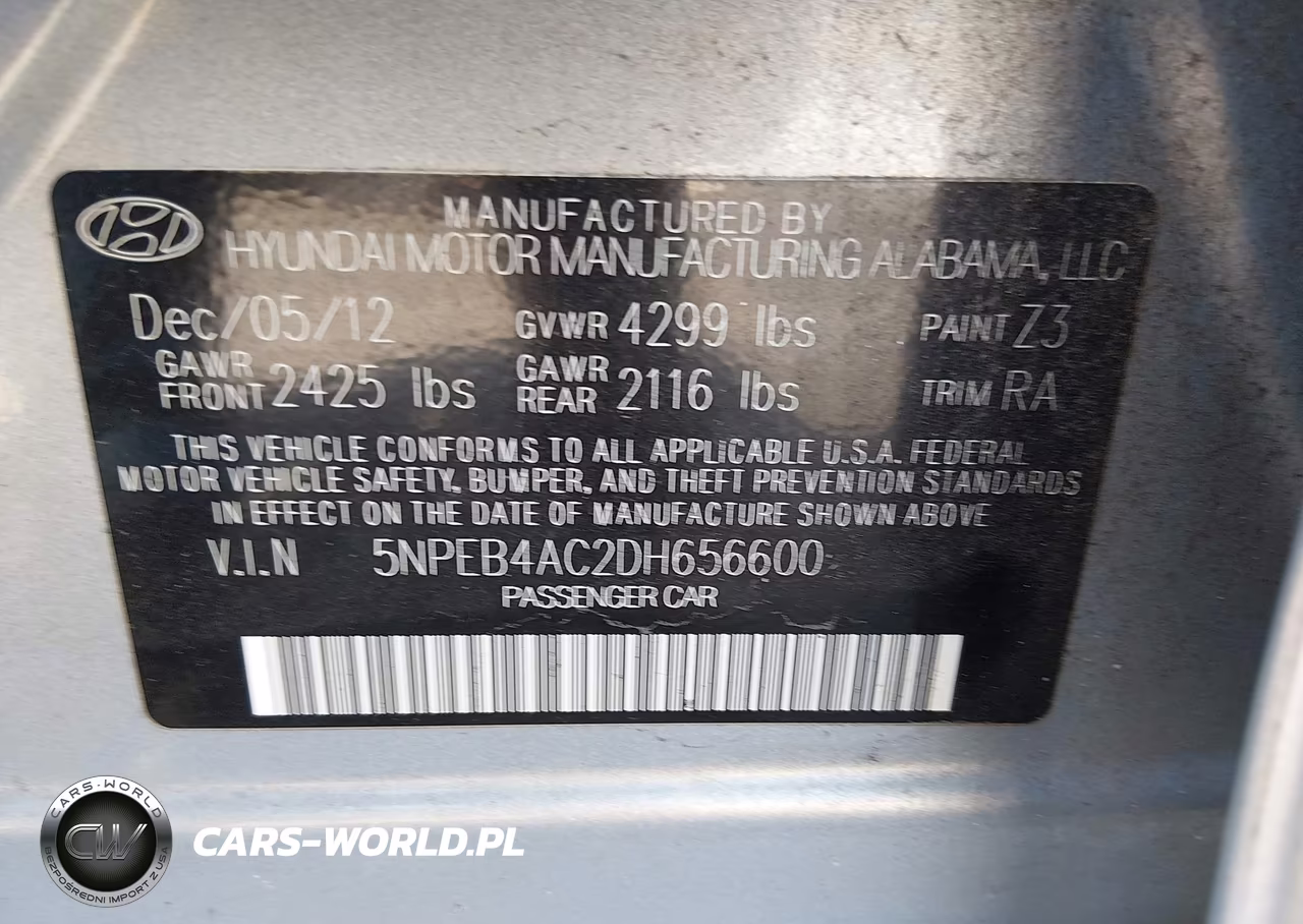 2013 Hyundai Sonata Gls VIN:5NPEB4AC2DH656600 - 9