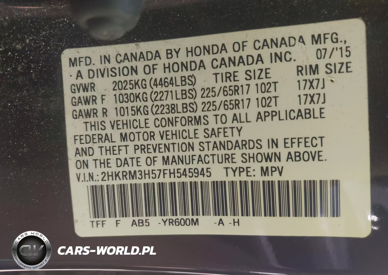 2015 Honda Cr-V Ex VIN:2HKRM3H57FH545945 - 9