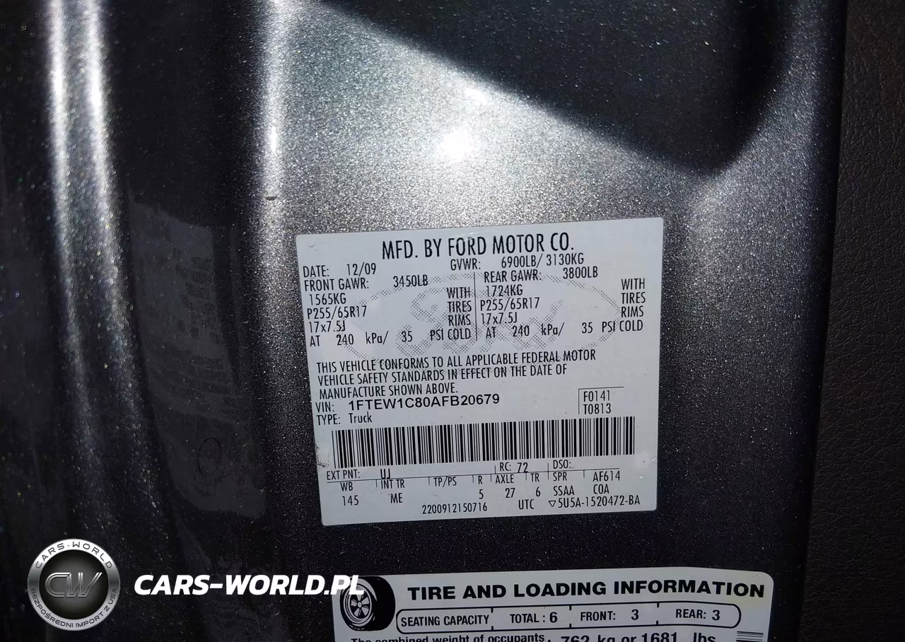2010 Ford F-150 Fx2 Sport-Xl-Xlt VIN:1FTEW1C80AFB20679 - 9