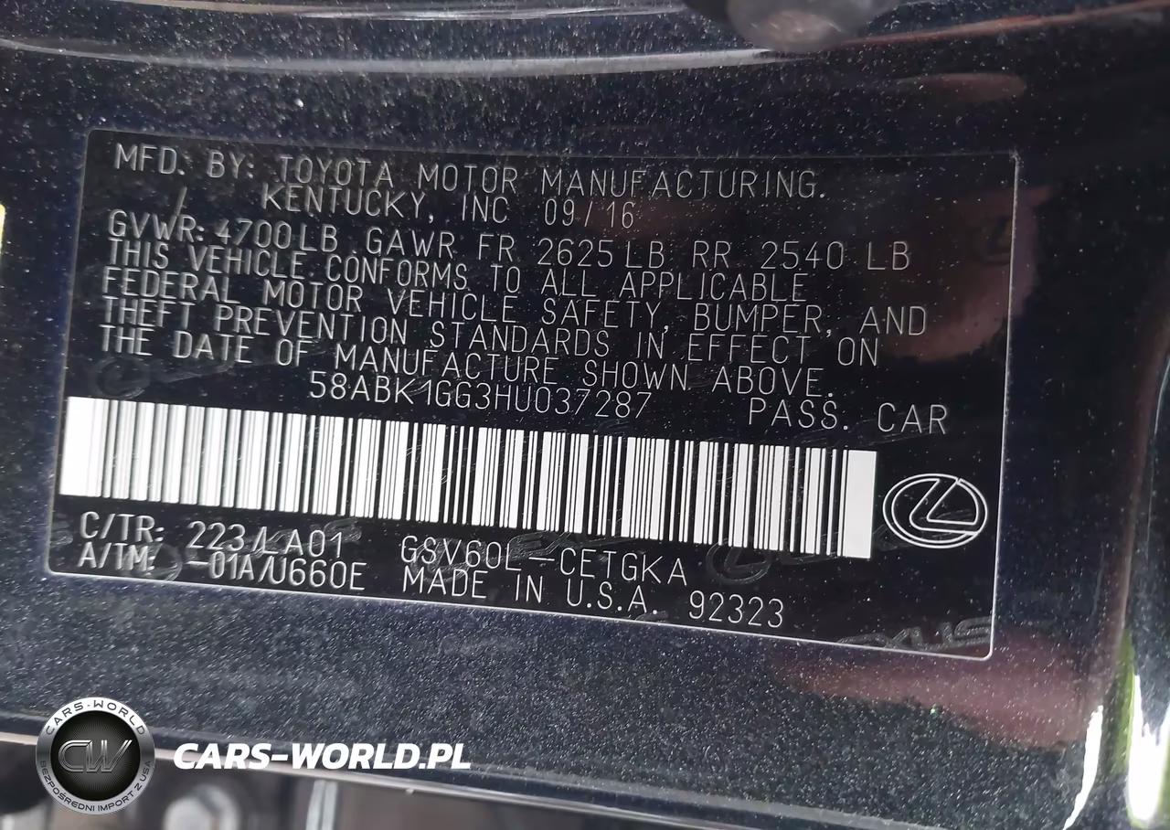 2017 Lexus Es 350 VIN:58ABK1GG3HU037287 - 9
