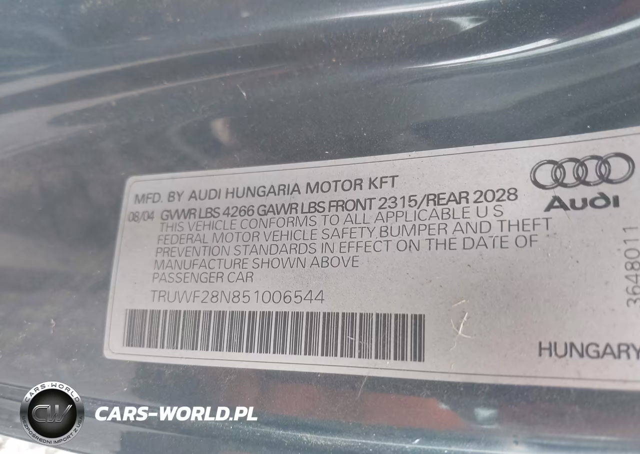2005 Audi Tt 3.2L VIN:TRUWF28N851006544 - 9