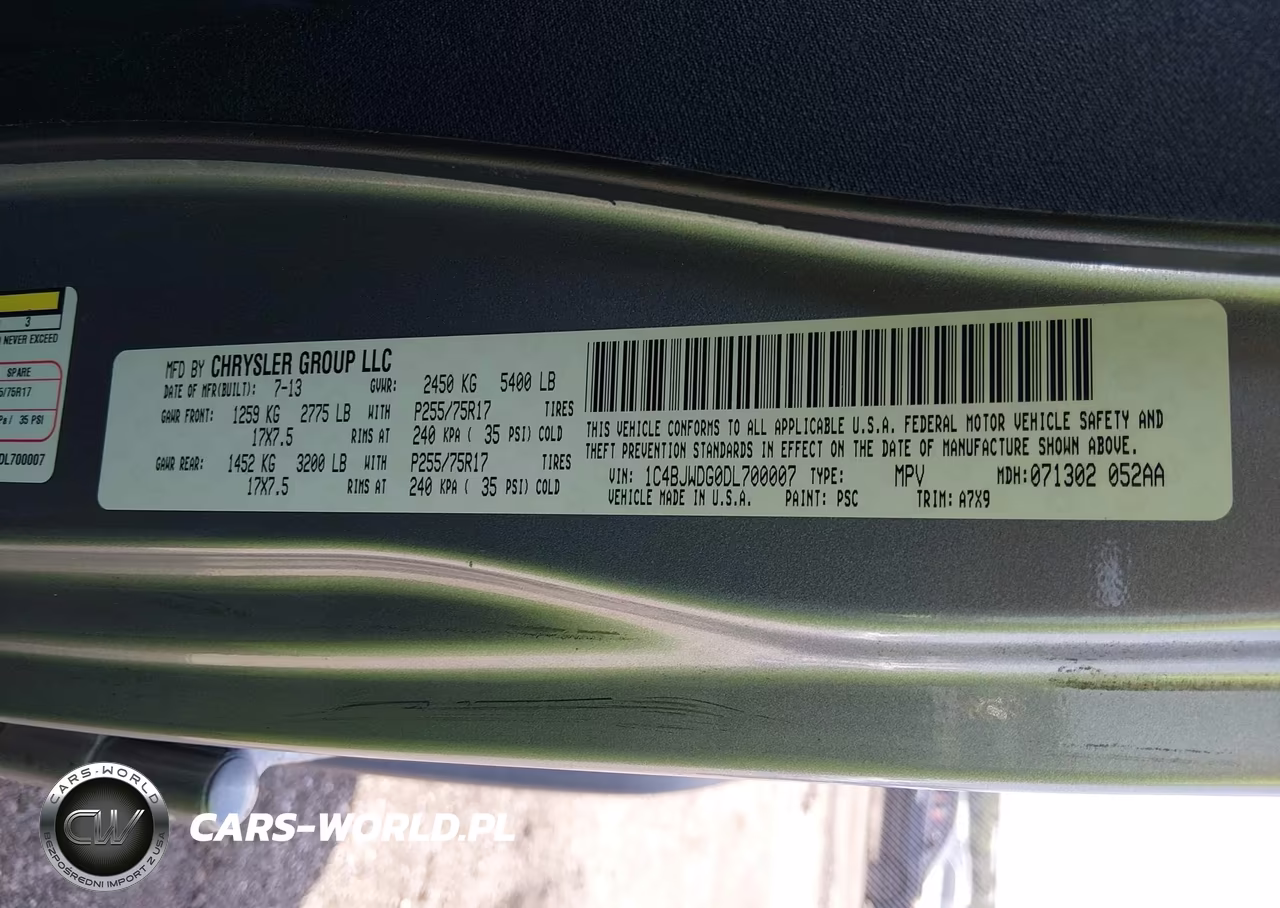 2013 Jeep Wrangler Unlimited Sport VIN:1C4BJWDG0DL700007 - 9
