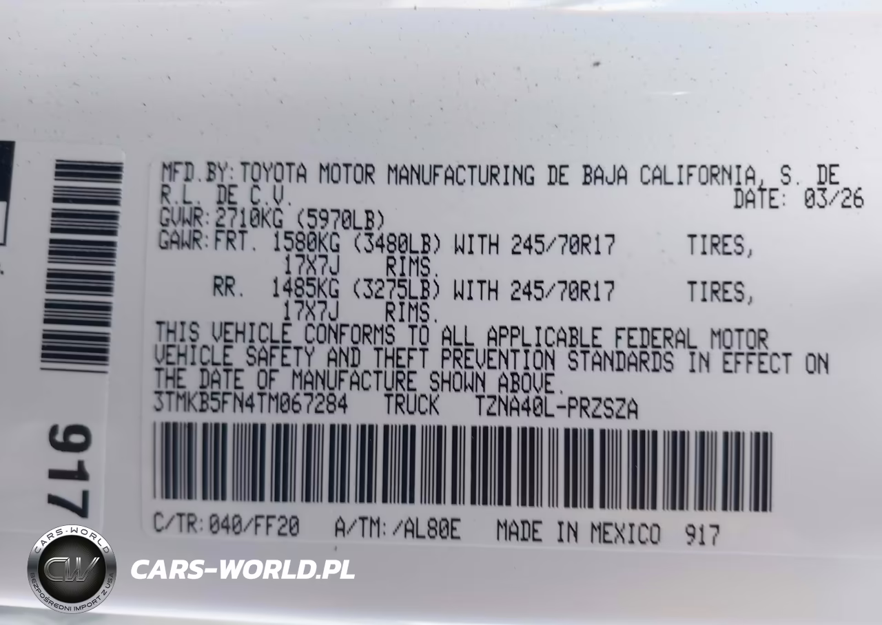 2026 Toyota Tacoma Sr5 VIN:3TMKB5FN4TM067284 - 9