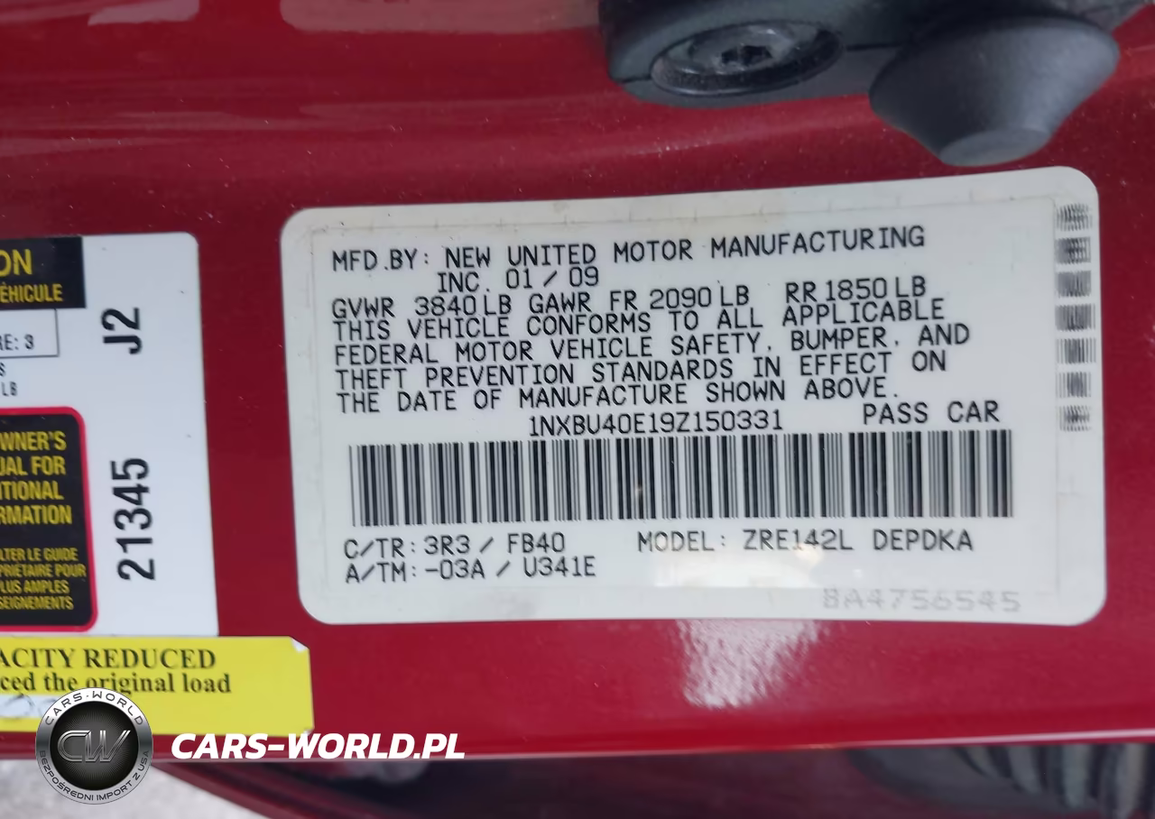 2009 Toyota Corolla Le VIN:1NXBU40E19Z150331 - 9
