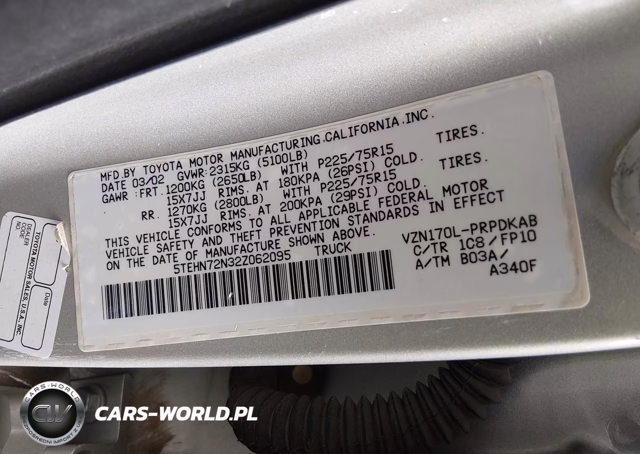 2002 Toyota Tacoma Base V6 VIN:5TEHN72N32Z062095 - 9