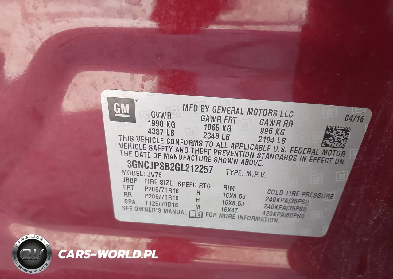 2016 Chevrolet Trax Lt VIN:3GNCJPSB2GL212257 - 9
