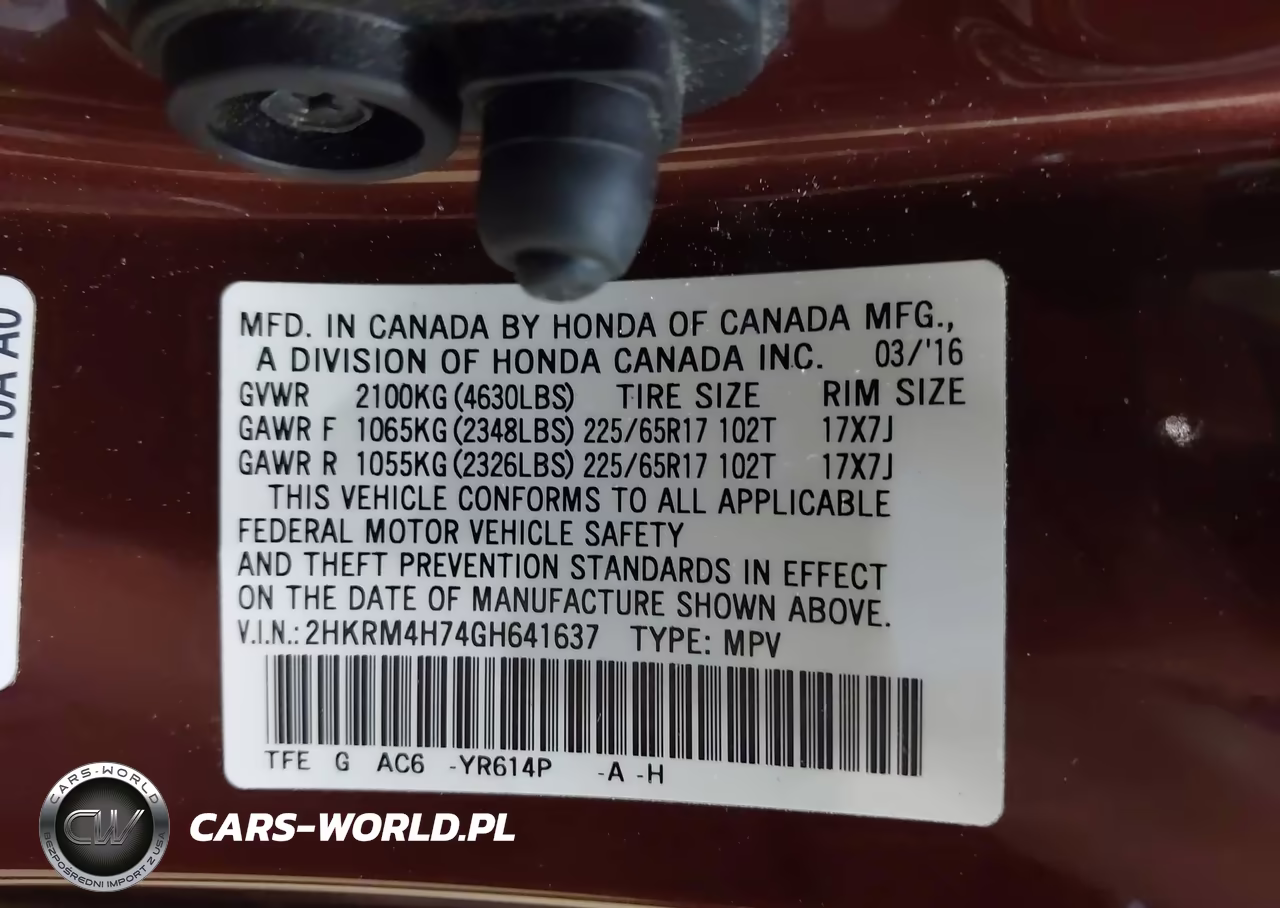 2016 Honda Cr-V Ex-L VIN:2HKRM4H74GH641637 - 9