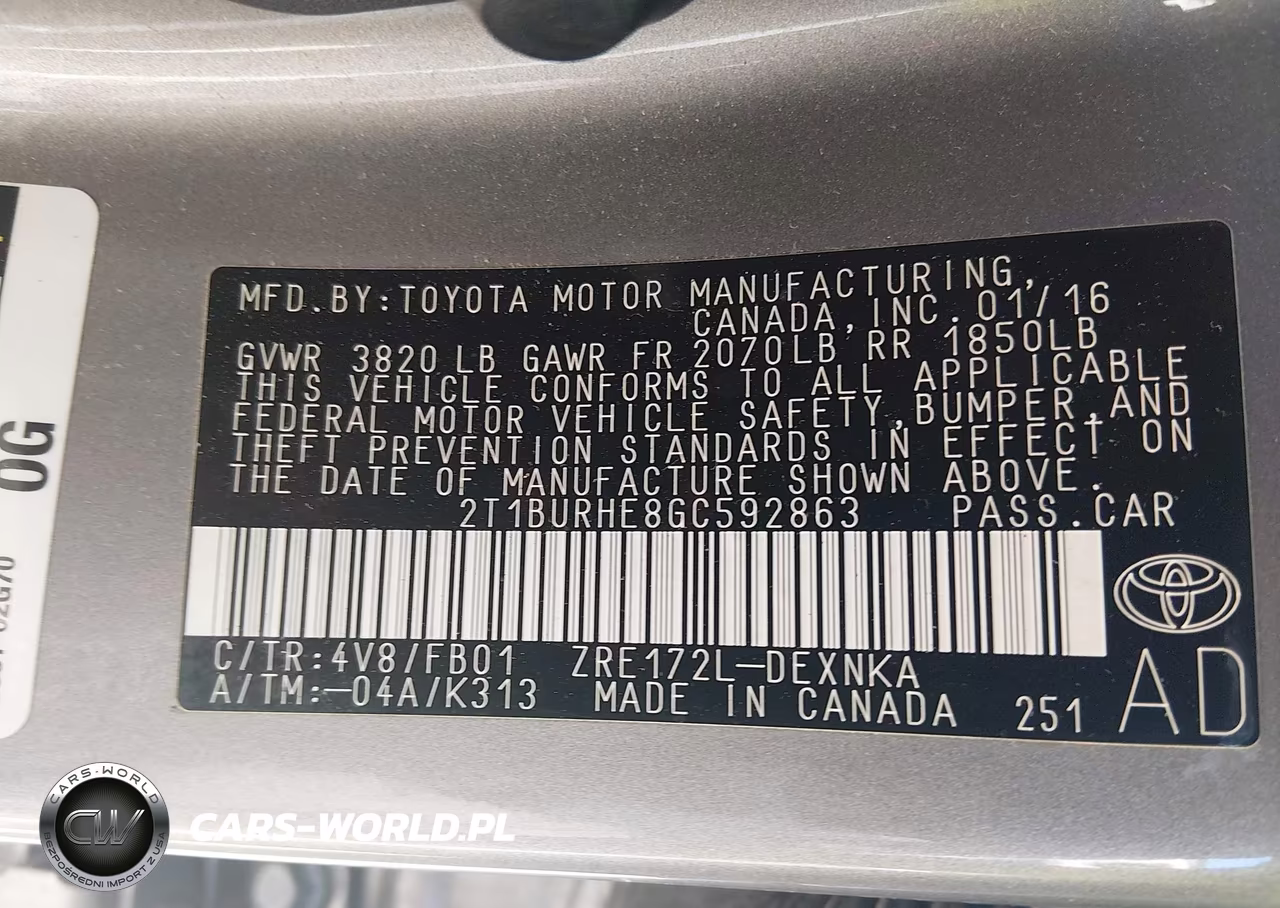 2016 Toyota Corolla Le VIN:2T1BURHE8GC592863 - 9