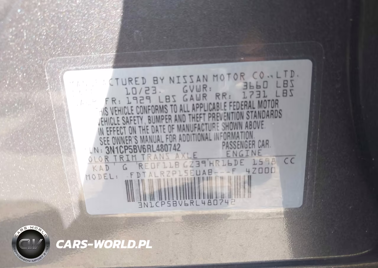 2024 Nissan Kicks S Xtronic Cvt VIN:3N1CP5BV6RL480742 - 9