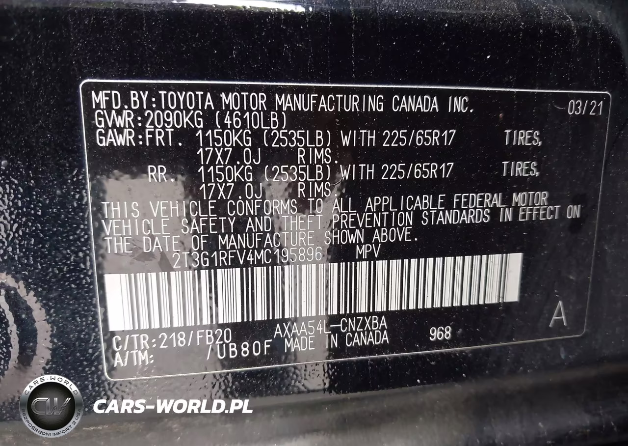 2021 Toyota Rav4 Le VIN:2T3G1RFV4MC195896 - 9