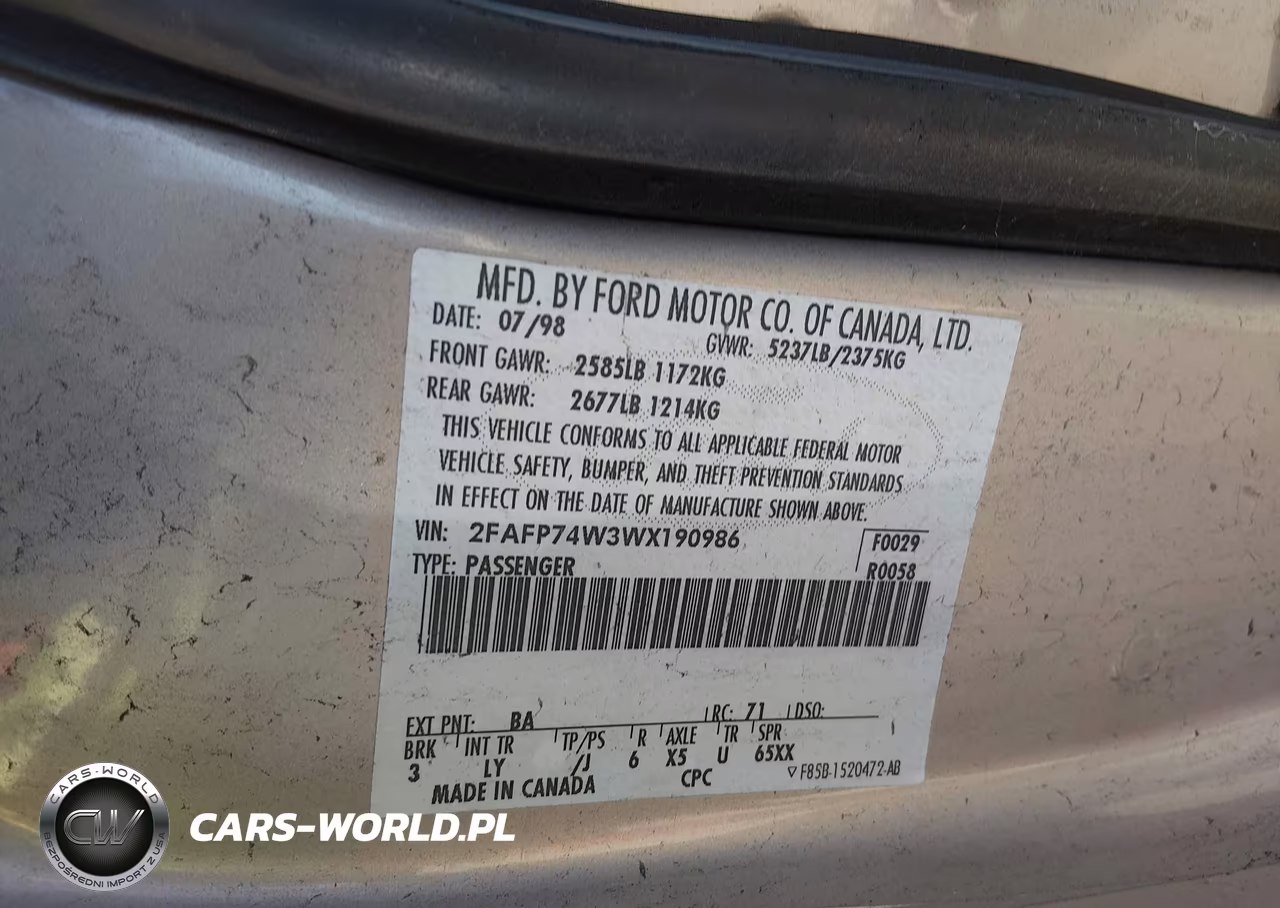 1998 Ford Crown Victoria Lx VIN:2FAFP74W3WX190986 - 9
