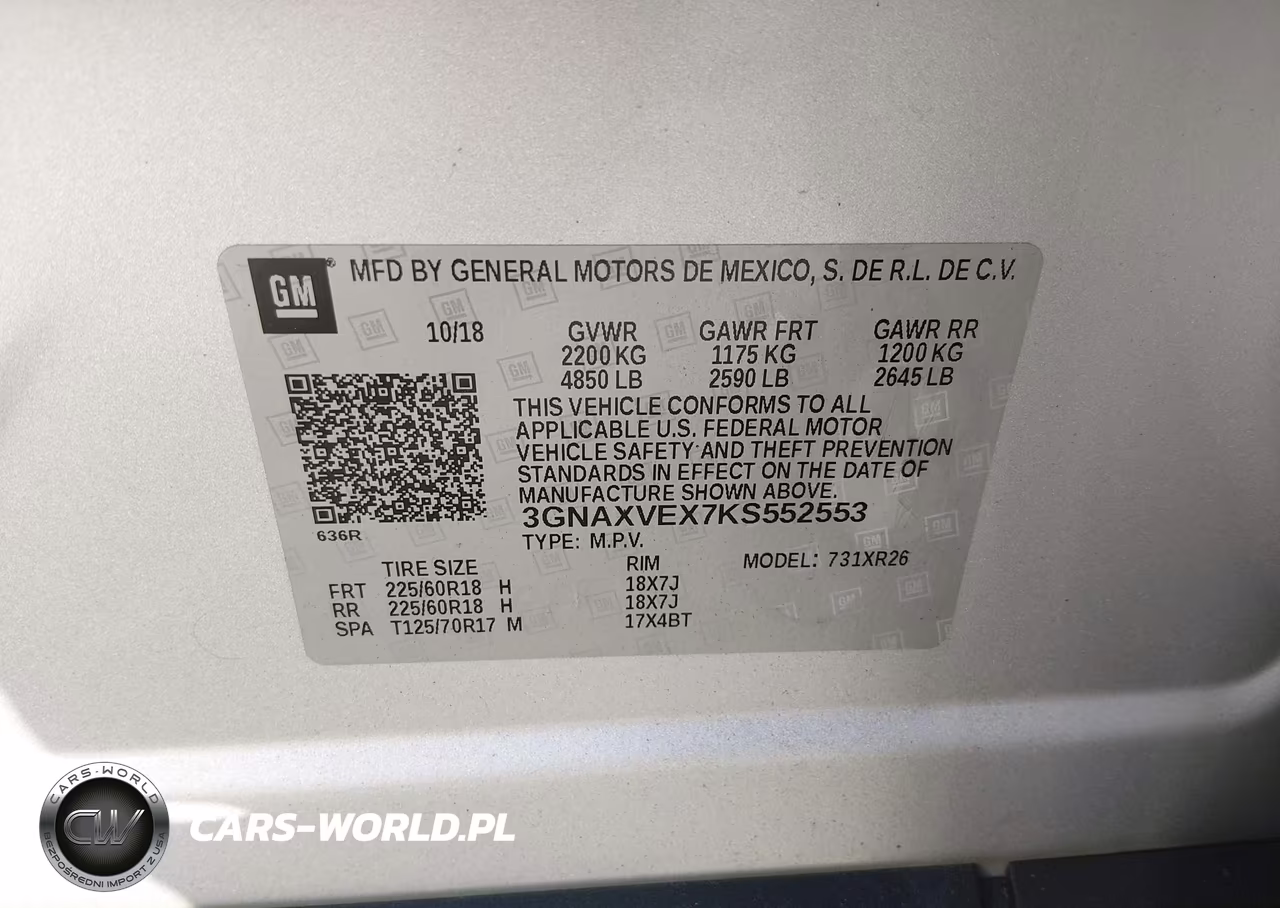 CHEVROLET EQUINOX LT VIN:3GNAXVEX7KS552553 - 9
