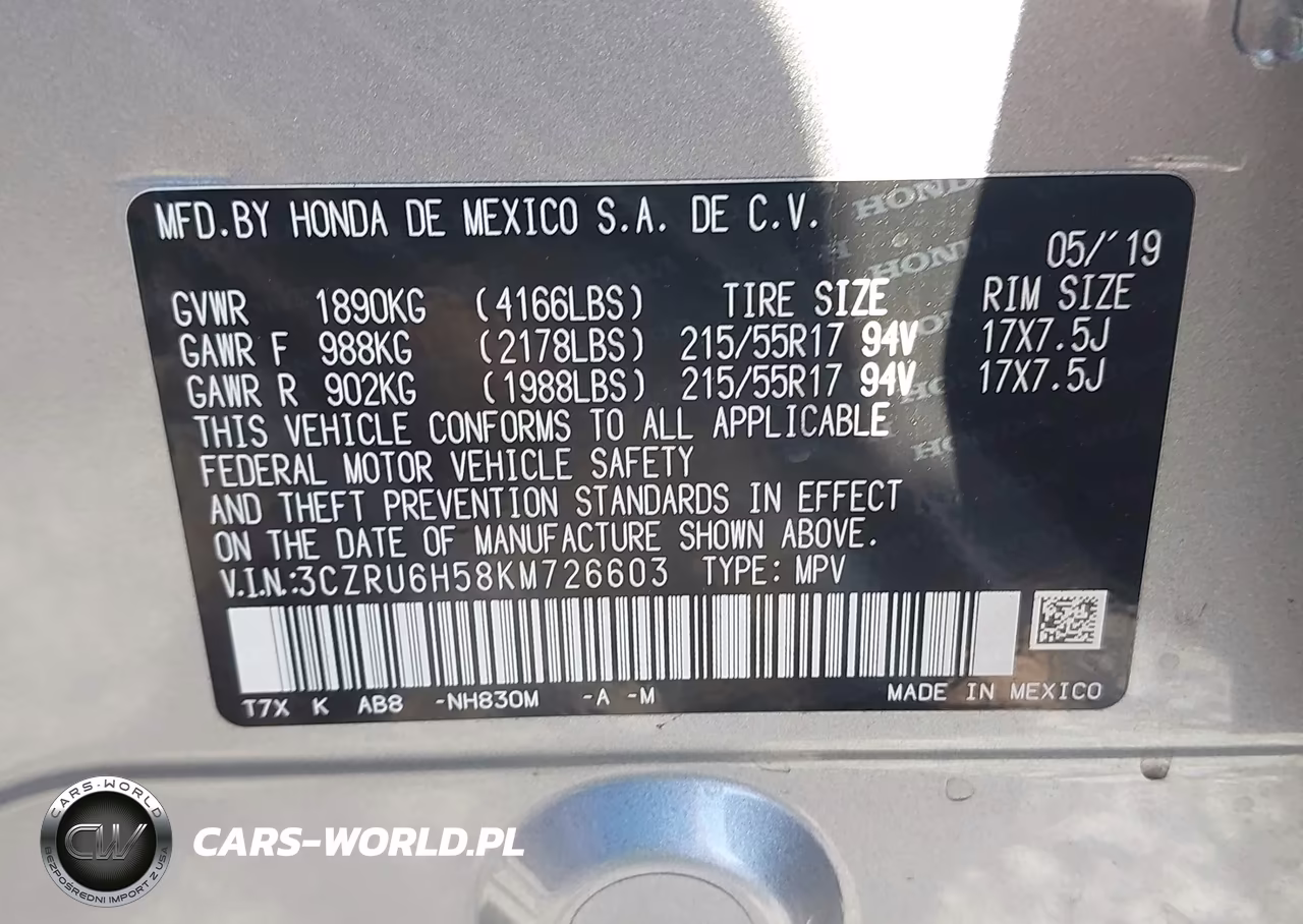 2019 Honda Hr-V Ex VIN:3CZRU6H58KM726603 - 9