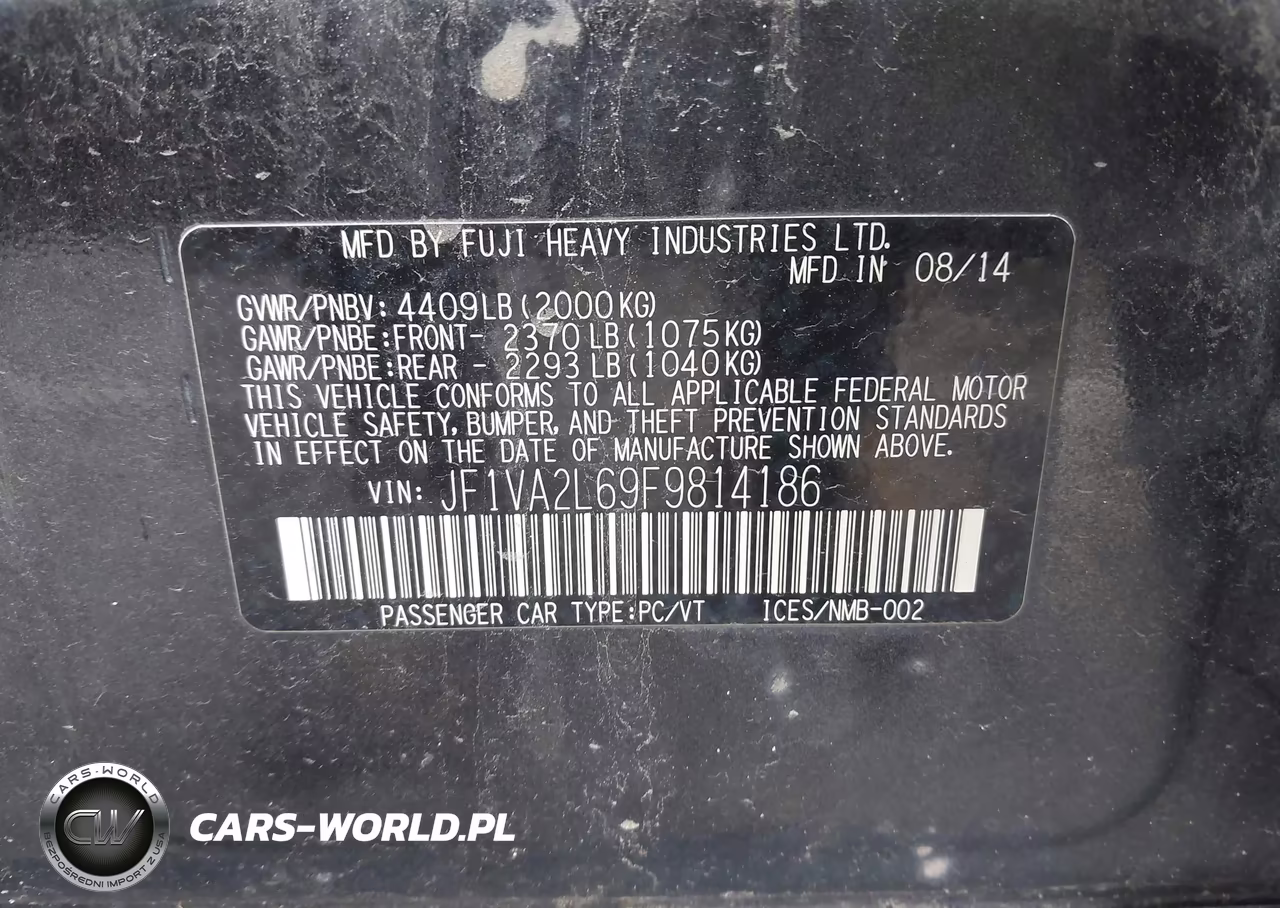 2015 Subaru Wrx Sti VIN:JF1VA2L69F9814186 - 9