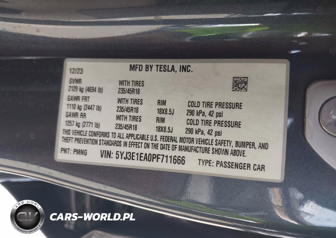 2023 Tesla Model 3 Rear-Wheel Drive VIN:5YJ3E1EA0PF711666 - 9