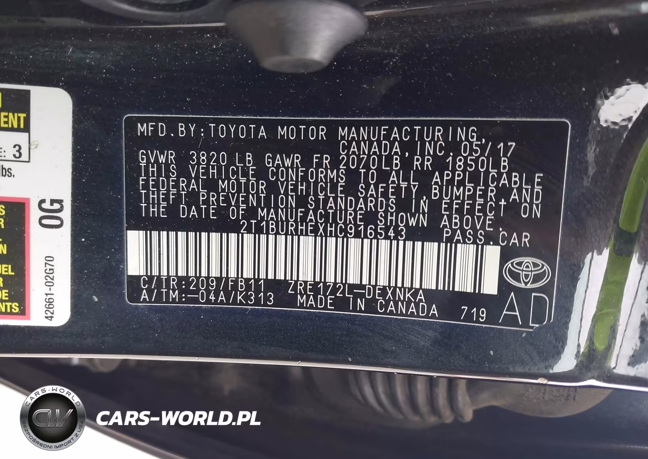 2017 Toyota Corolla Le VIN:2T1BURHEXHC916543 - 9