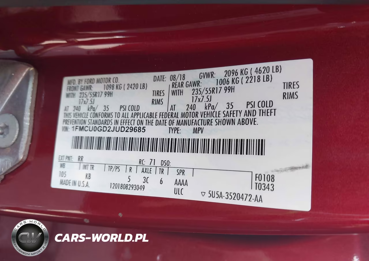 2018 Ford Escape Se VIN:1FMCU0GD2JUD29685 - 9