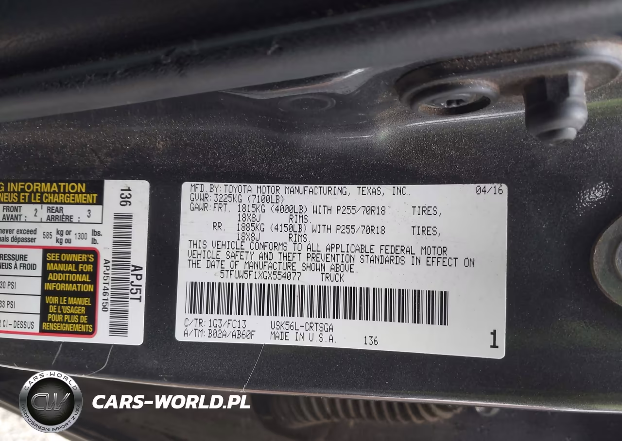2016 Toyota Tundra Sr5 5.7L V8 VIN:5TFUW5F1XGX554077 - 9