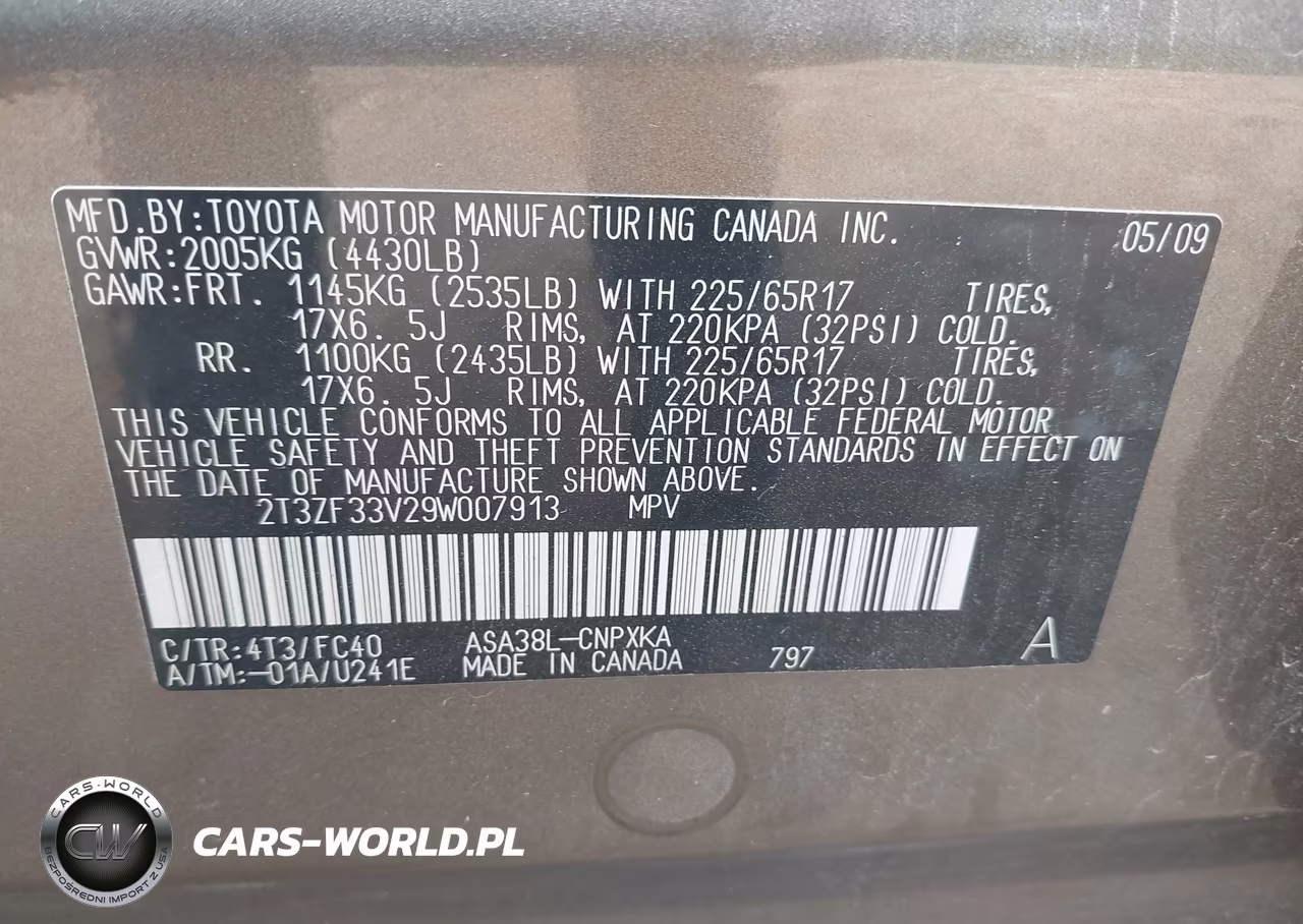 2009 Toyota Rav4 VIN:2T3ZF33V29W007913 - 9