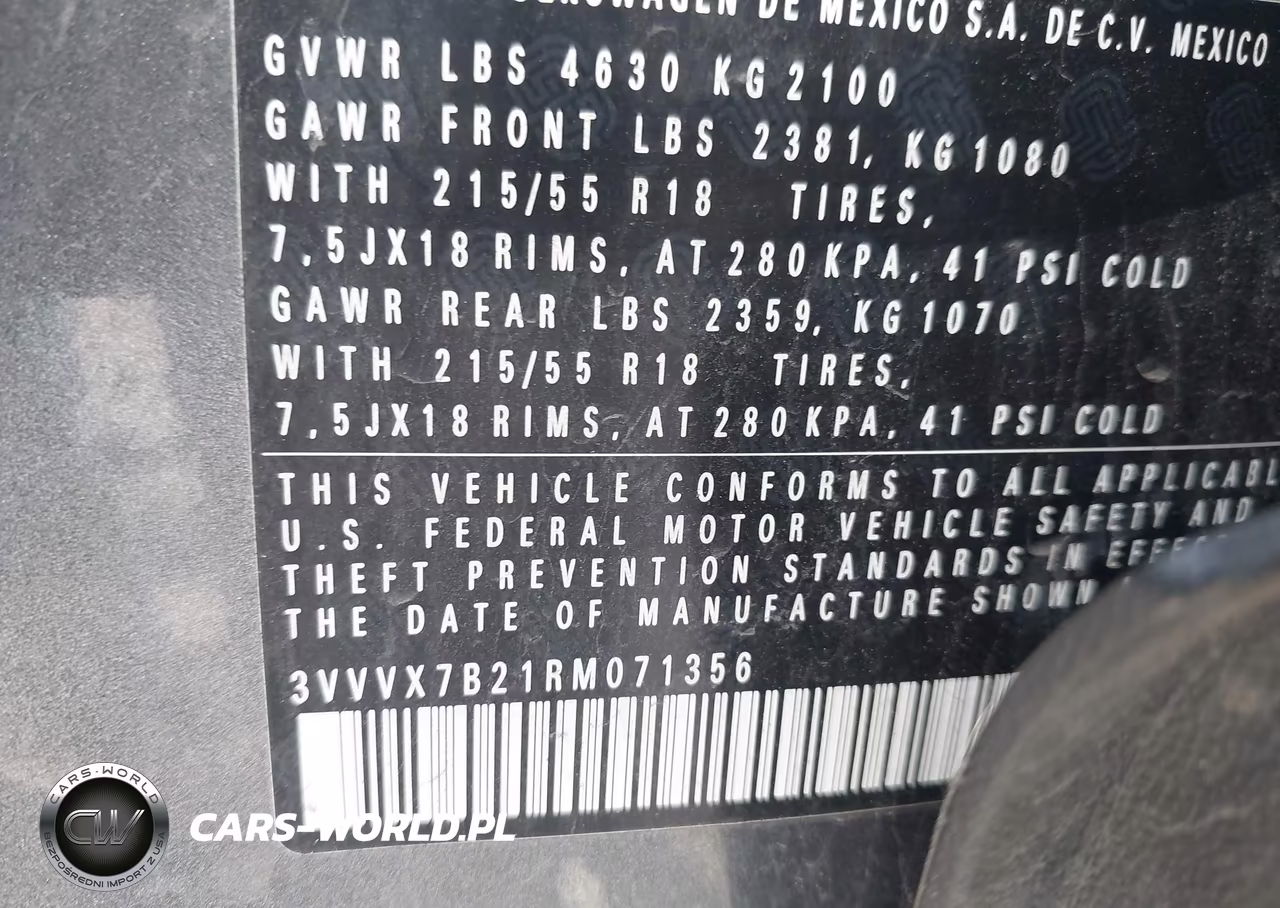 2024 Volkswagen Taos 1.5T Se VIN:3VVVX7B21RM071356 - 9