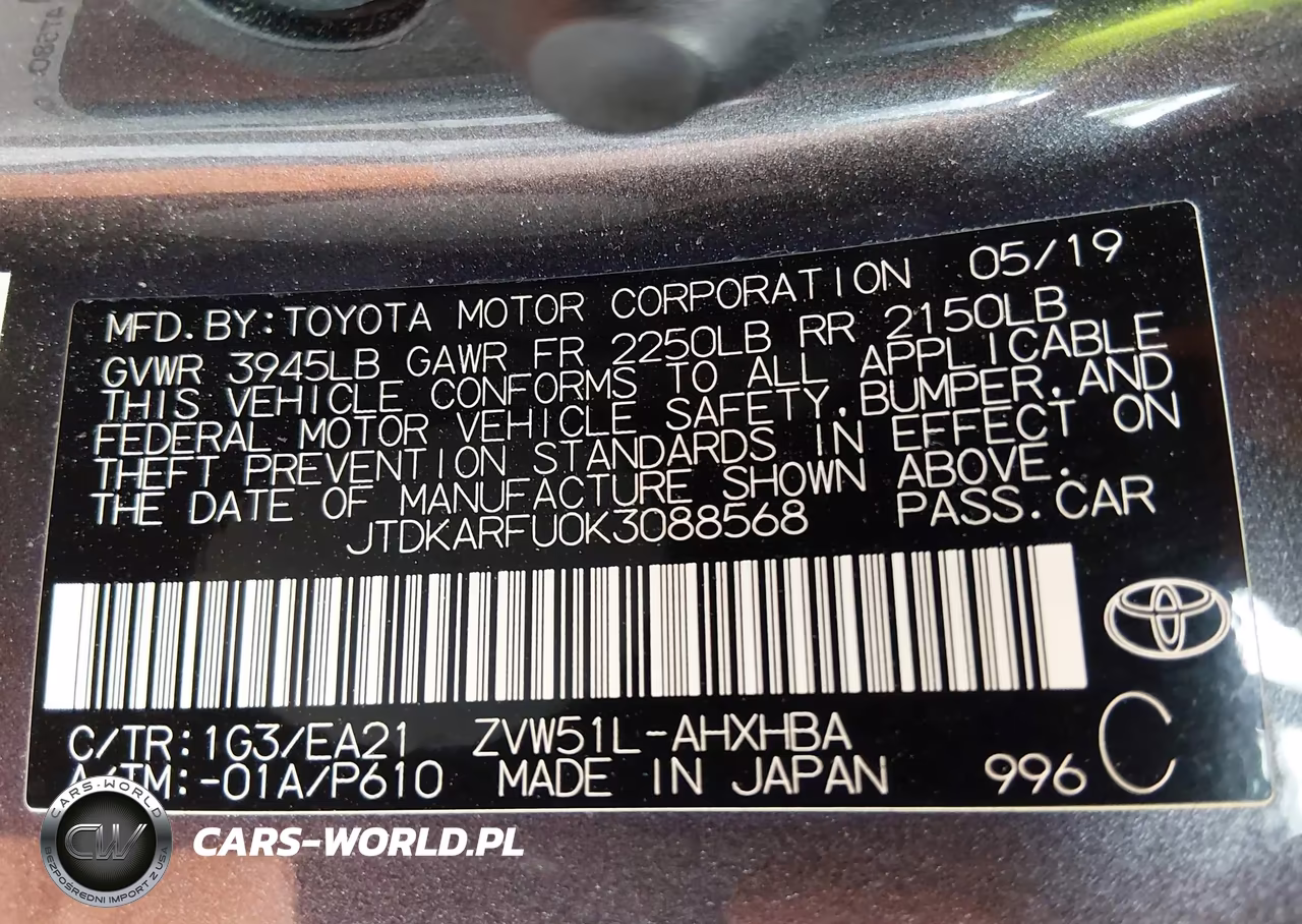 2019 Toyota Prius Limited VIN:JTDKARFU0K3088568 - 9