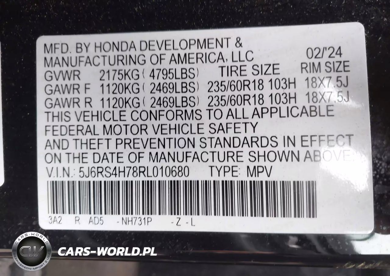 2024 Honda Cr-V Ex-L Awd VIN:5J6RS4H78RL010680 - 9