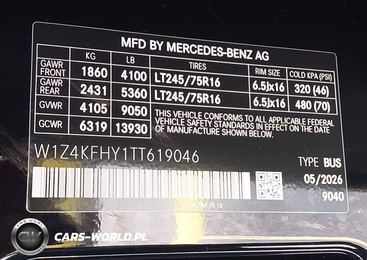2026 Mercedes-Benz Sprinter 2500 VIN:W1Z4KFHY1TT619046 - 9