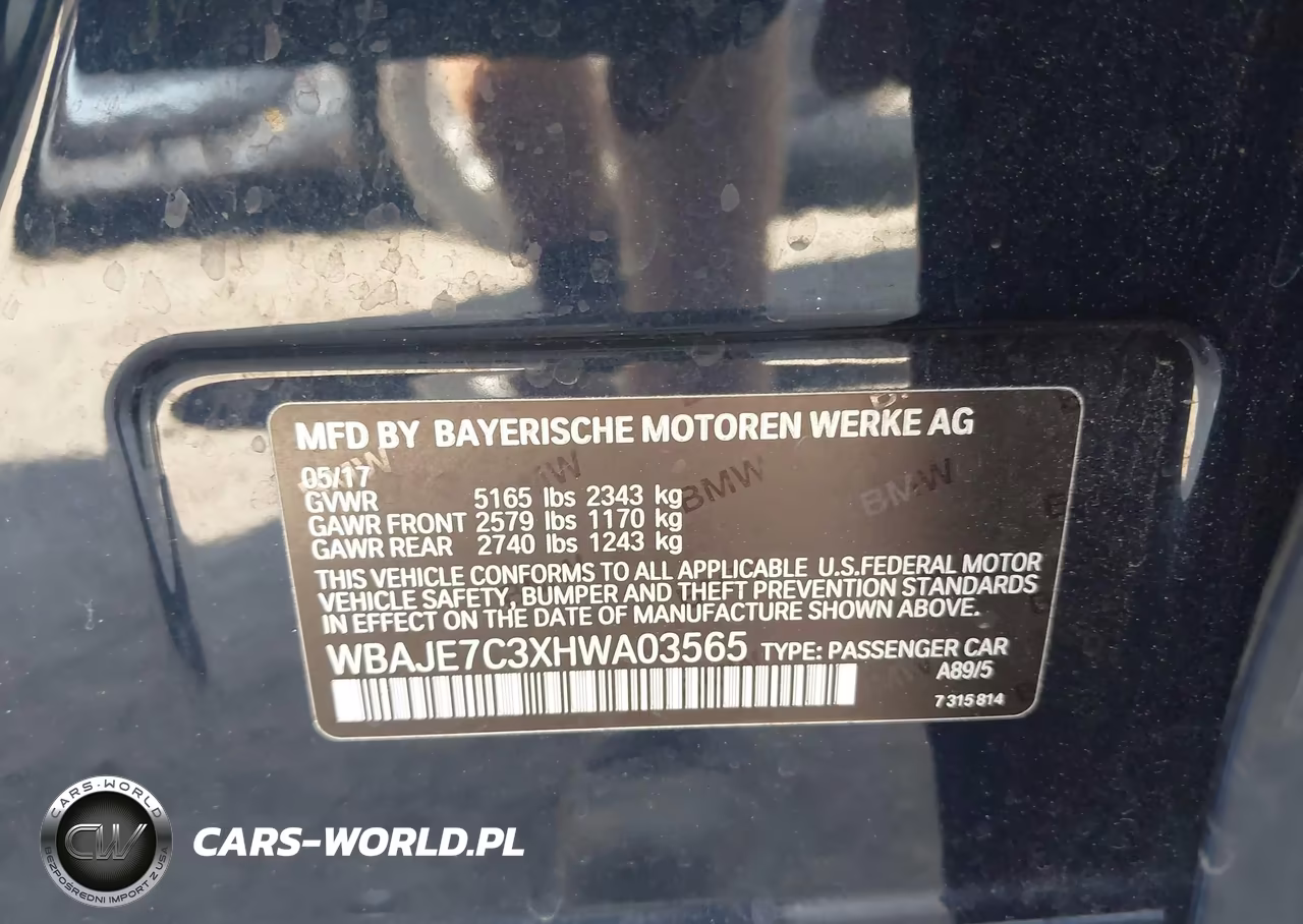 2017 BMW 540I xDrive VIN:WBAJE7C3XHWA03565 - 9
