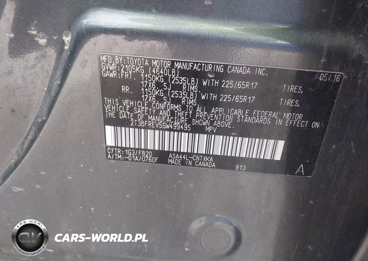 2016 Toyota Rav4 Le VIN:2T3BFREV5GW499495 - 9