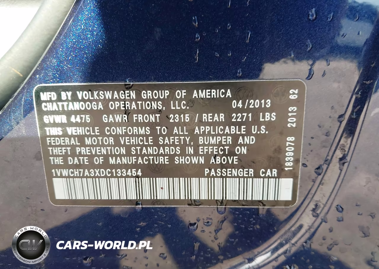2013 Volkswagen Passat 2.5L Sel Premium VIN:1VWCH7A3XDC133454 - 9