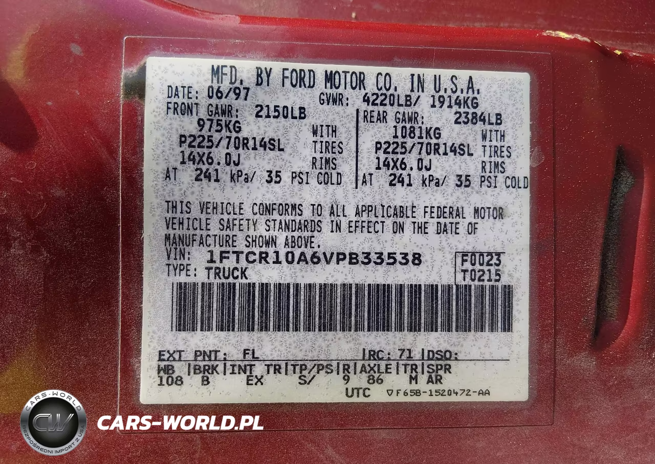 1997 Ford Ranger Splash-Xl-Xlt VIN:1FTCR10A6VPB33538 - 9