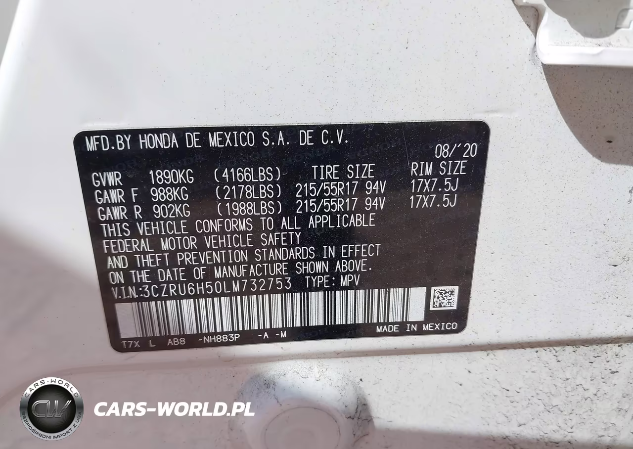 2020 Honda Hr-V Awd Ex VIN:3CZRU6H50LM732753 - 9