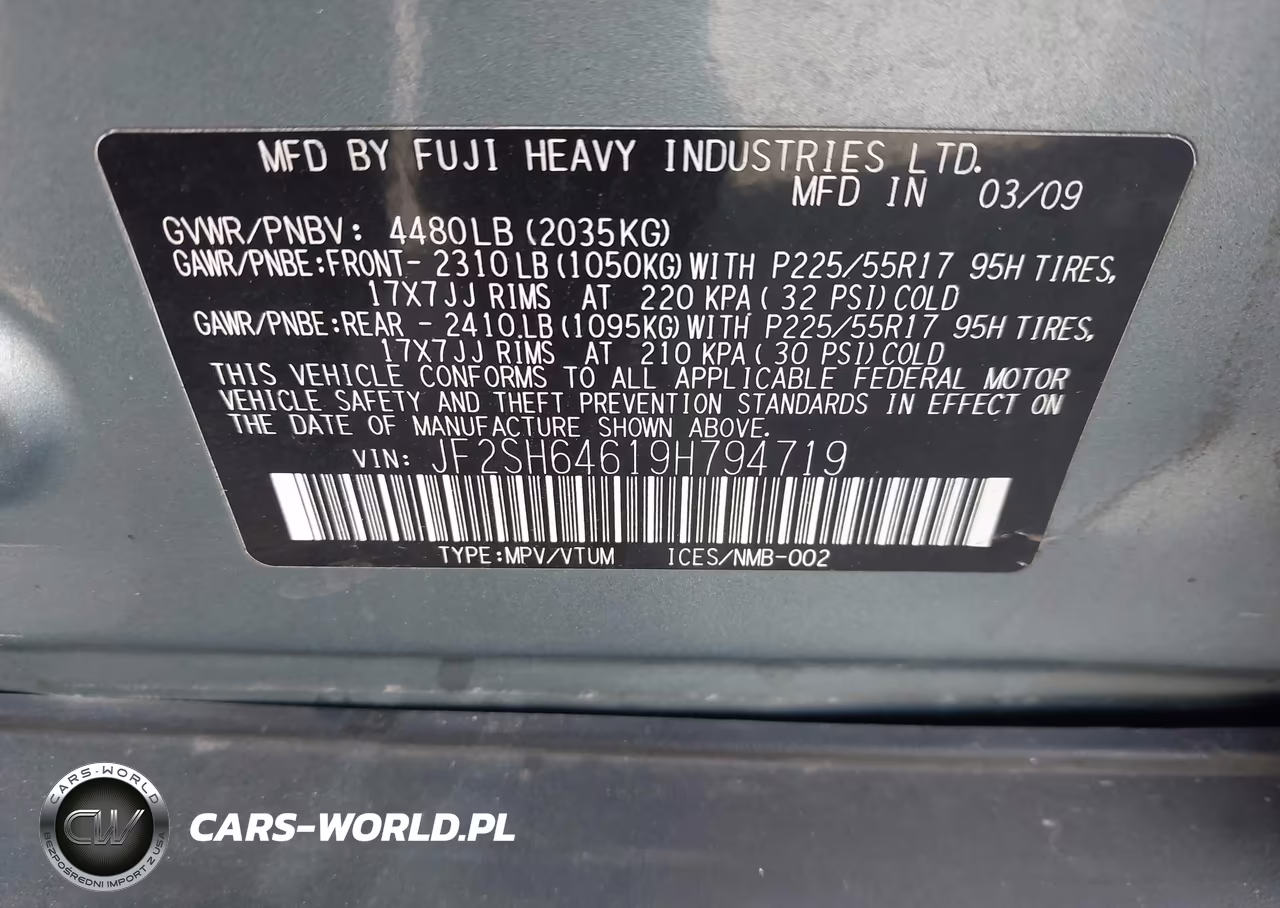 2009 Subaru Forester 2.5X Limited VIN:JF2SH64619H794719 - 9