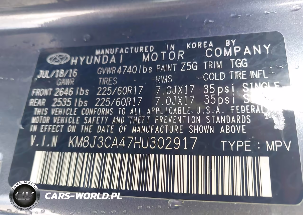 2017 Hyundai Tucson Se VIN:KM8J3CA47HU302917 - 9