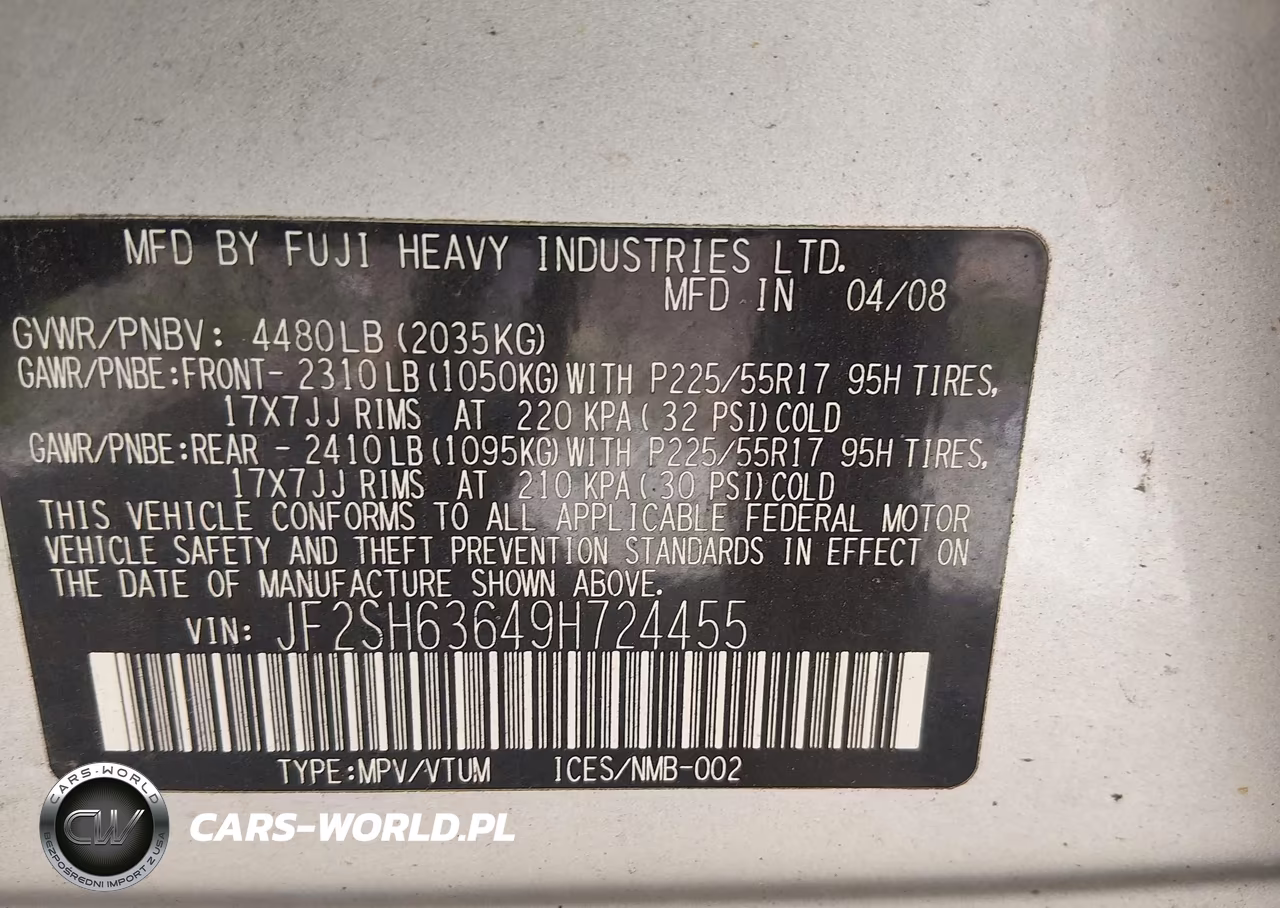 2009 Subaru Forester 2.5X VIN:JF2SH63649H724455 - 9