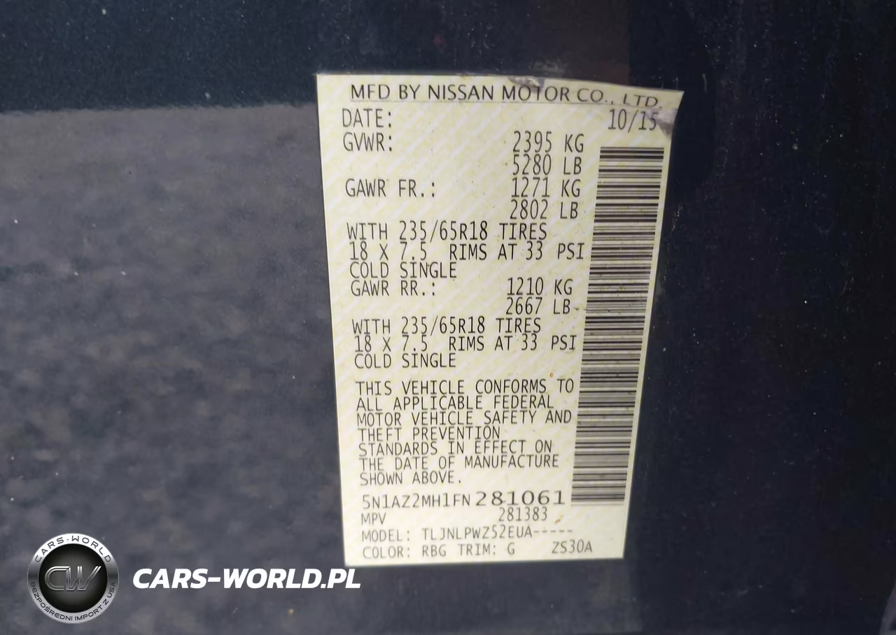 2015 Nissan Murano S VIN:5N1AZ2MH1FN281061 - 9
