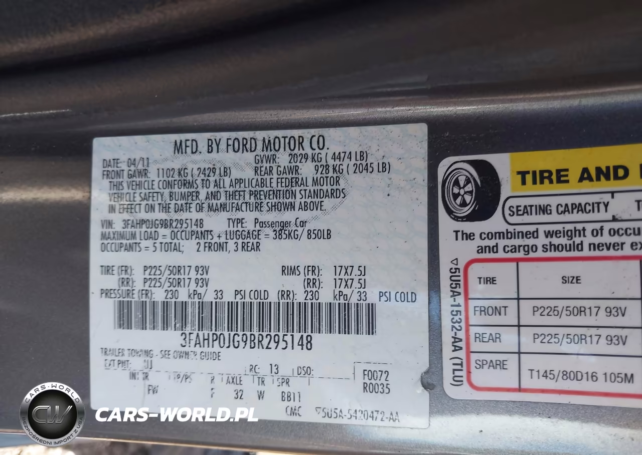 2011 Ford Fusion Sel VIN:3FAHP0JG9BR295148 - 9