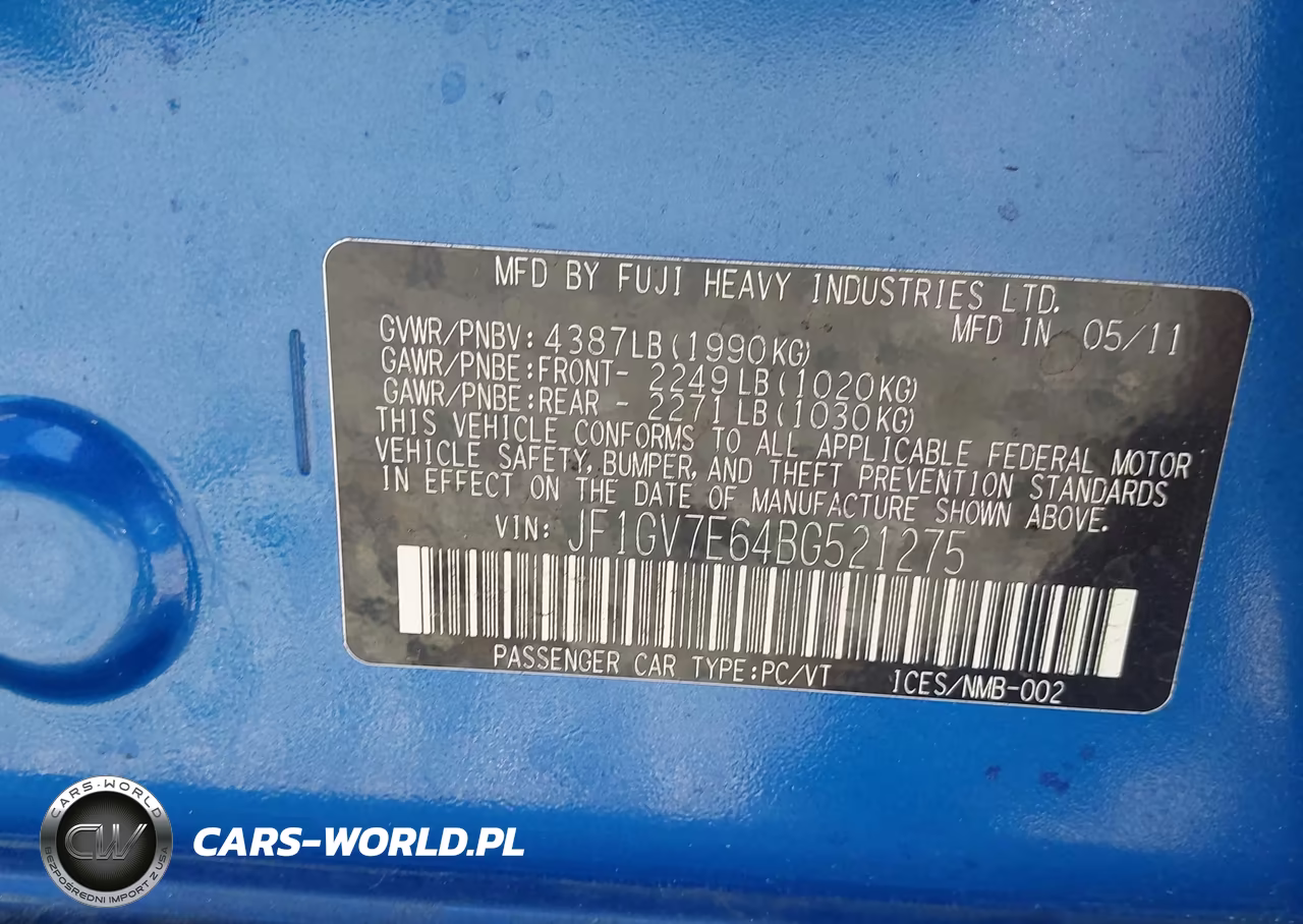 2011 Subaru Impreza Wrx VIN:JF1GV7E64BG521275 - 9