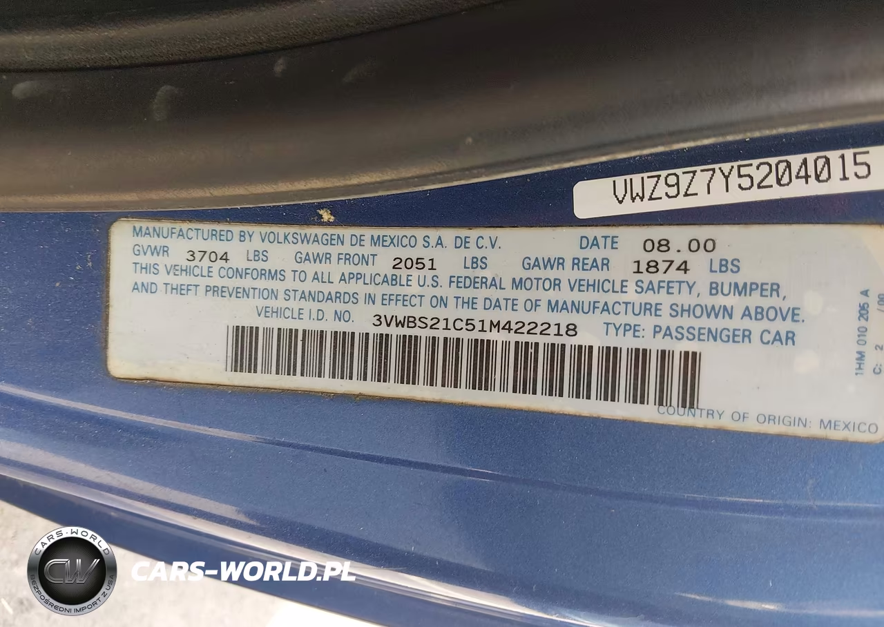 2001 Volkswagen New Beetle Gl VIN:3VWBS21C51M422218 - 9