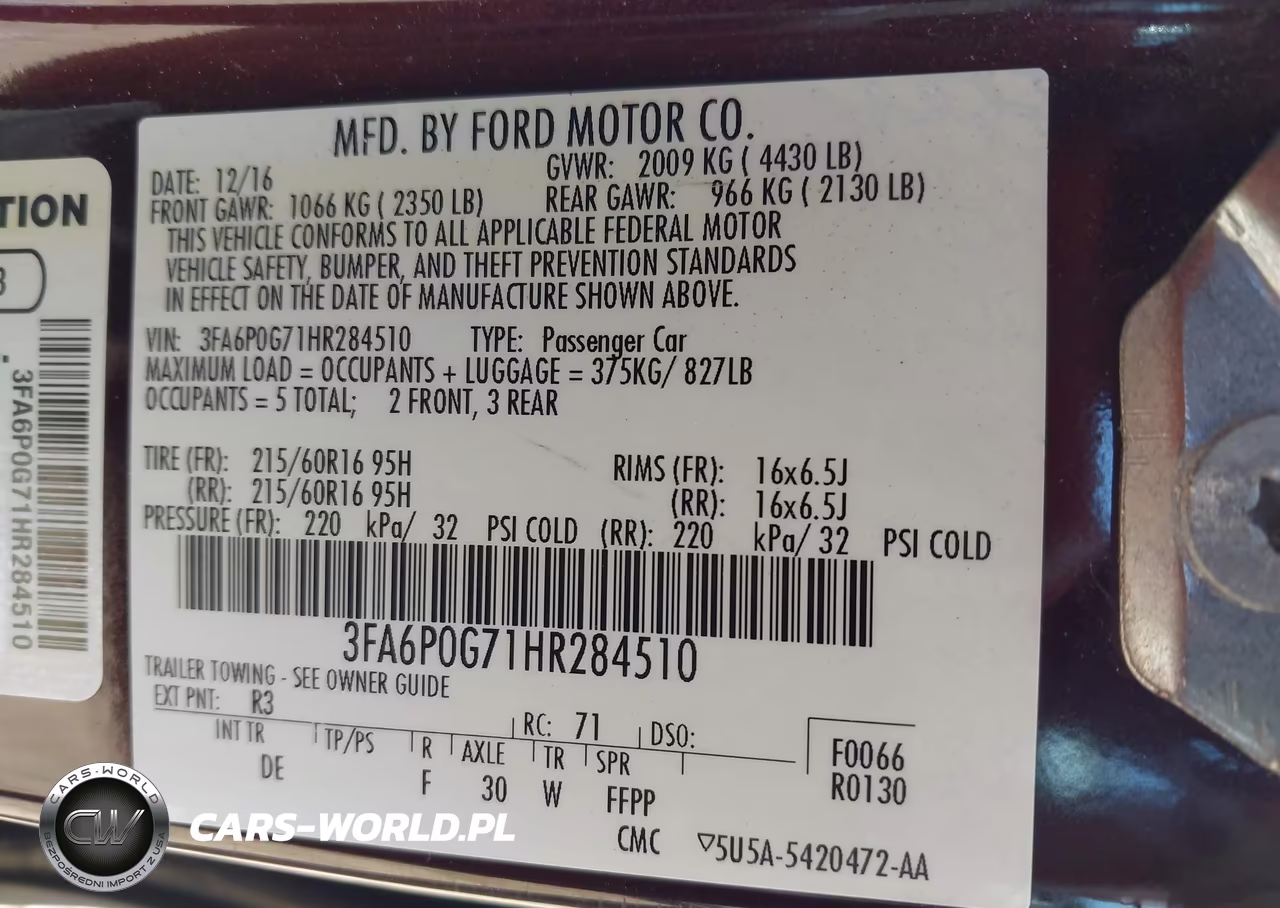 2017 Ford Fusion S VIN:3FA6P0G71HR284510 - 9