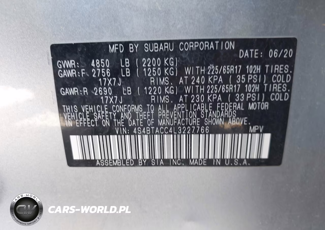2020 Subaru Outback Premium VIN:4S4BTACC4L3227766 - 9