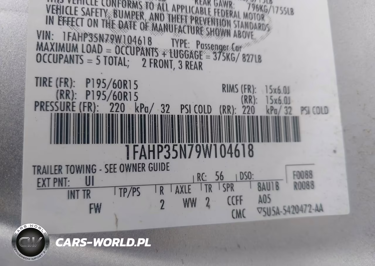 2009 Ford Focus Se VIN:1FAHP35N79W104618 - 9