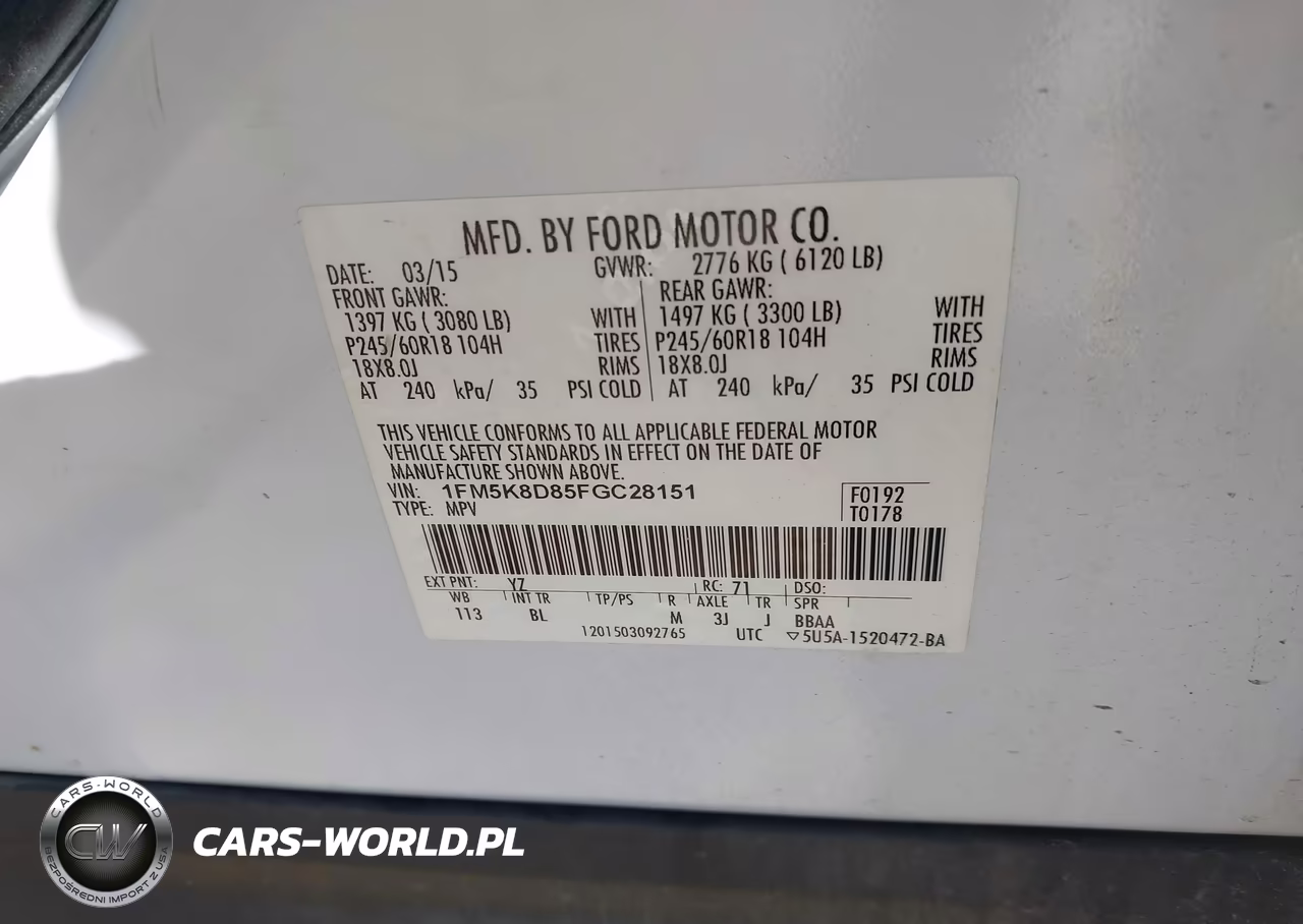 2015 Ford Explorer Xlt VIN:1FM5K8D85FGC28151 - 9