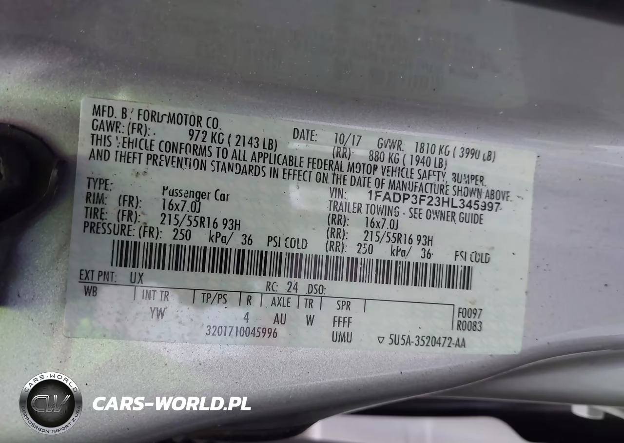 2017 Ford Focus Se VIN:1FADP3F23HL345997 - 9